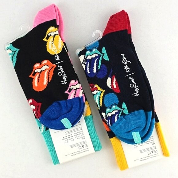 Happy Socks x Rolling Stones Women's Socks Multi Color Combed Cotton Sz 5.5-9.5 - Picture 3 of 7